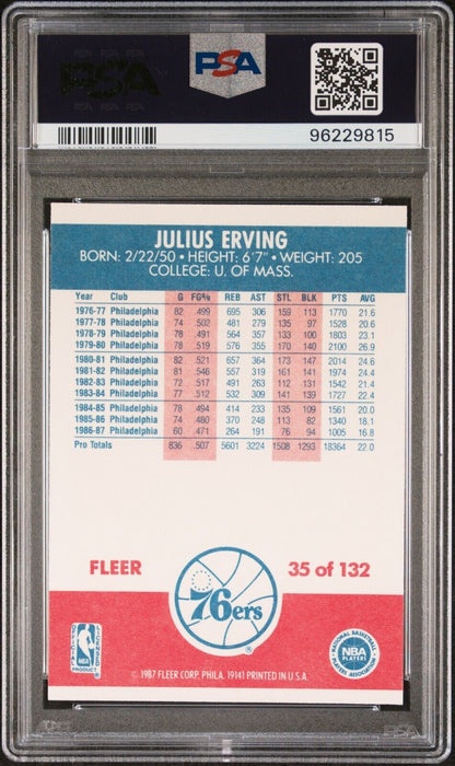 Julius Erving 1987-88 Fleer #35 PSA 9 MINT NICE *CENTERING*