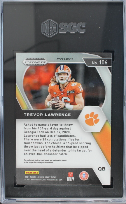 2021 Prizm DP Trevor Lawrence Rookie RC Green SGC 10 Gem Mint