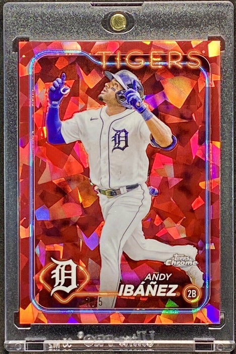 Andy Ibanez RARE TIGER REFRACTOR INVESTMENT TOPPS CHROME CARD SSP SAPPHIRE #/5