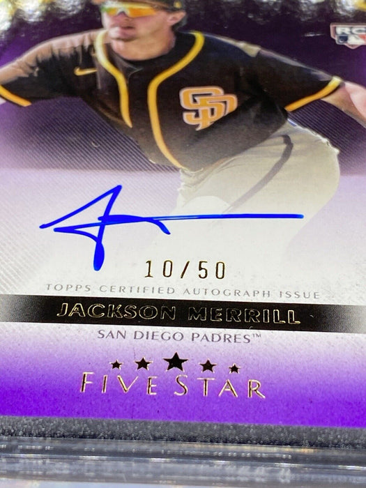 Jackson Merrill RARE #/50 ROOKIE PURPLE GOLD AUTOGRAPHED CARD SSP PADRES