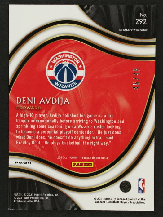 Deni Avdija Rookie Card 2020 Select #292 Red Disco Prizm Courtside /49