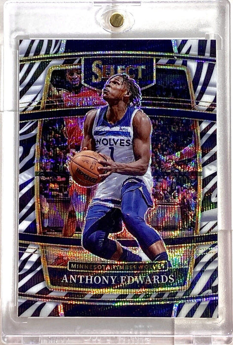 Spectacular Anthony Edwards ZEBRA WAVE REFRACTOR CARD - SSP TIMBERWOLVES w/CASE