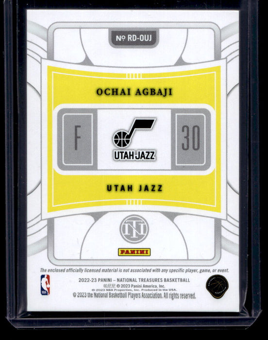 2022 National Treasures Ochai Agbaji Dual Patch /99 #RD-OUJ RC Utah Jazz NM-MT