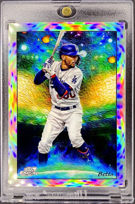 Mookie Betts RARE COLOR BURST REFRACTOR CARD - Rare SP Topps Chrome Dodgers