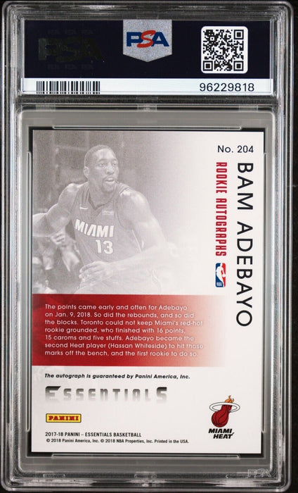 2017 Panini Essentials Bam Adebayo Rookie AUTO /99 PSA 9