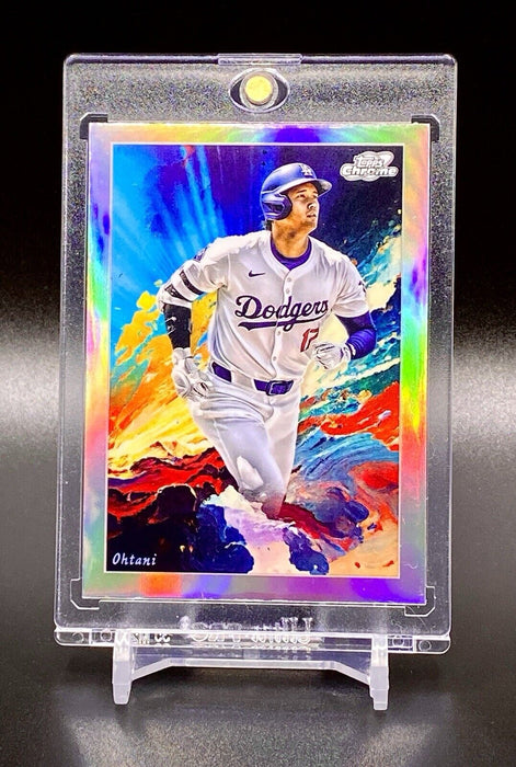 Shohei Ohtani RARE COLOR BURST REFRACTOR CARD SP CHROME DODGERS w/CASE