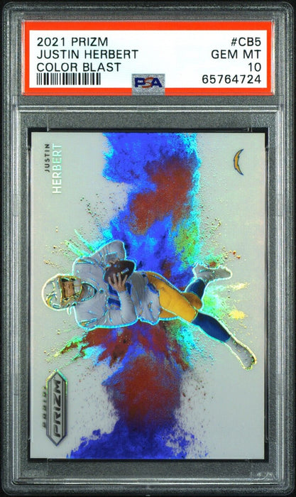 2021 Prizm Justin Herbert Color Blast SSP PSA 10