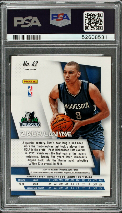 2014 Prizm Zach LaVine SP Variations Silver Rookie RC #42 PSA 10