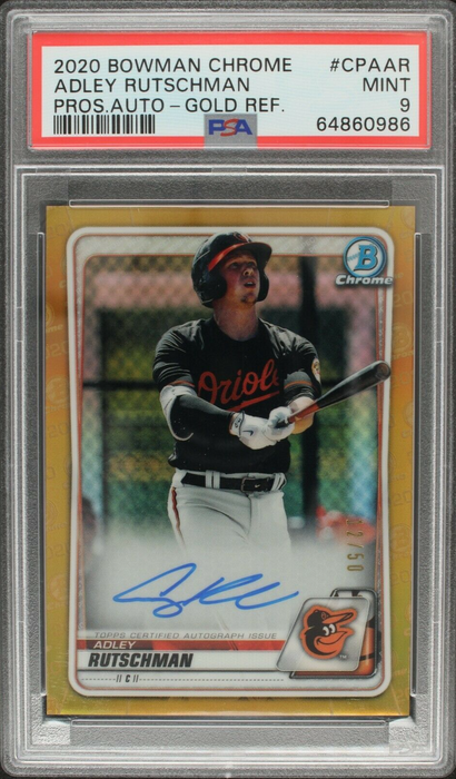 2020 Bowman Chrome Prospect Gold Refractor Auto /50 Adley Rutschman PSA 9