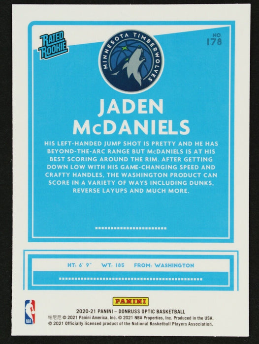 2020 Optic Jaden McDaniels Rated Rookie #178