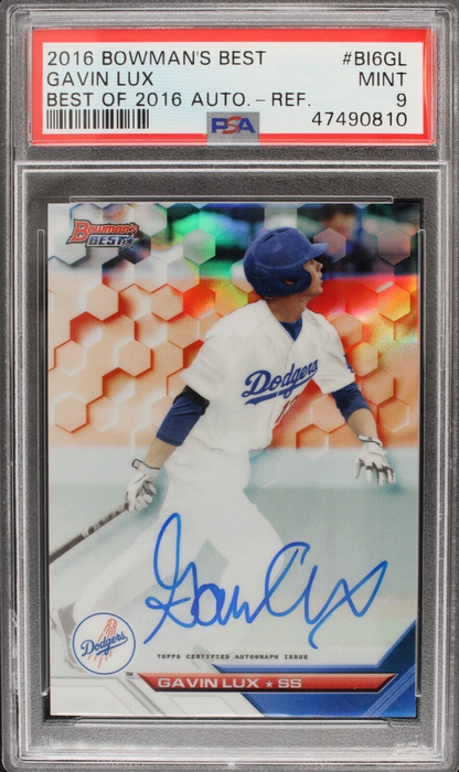 2016 Bowman's Best Gavin Lux Refractor AUTO PSA 9 Mint