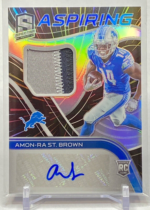 Amon-Ra St. Brown 2021 Spectra RPA Rookie Patch AUTO 05/60 Detroit Lions