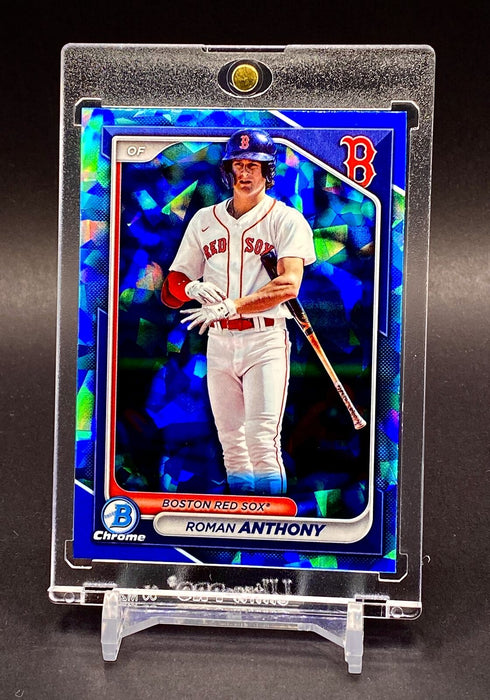 Roman Anthony REFRACTOR SAPPHIRE CRACKED ICE CARD RED SOX w/HOLDER