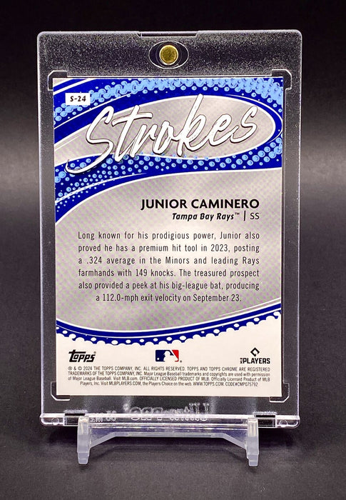 Junior Caminero ROOKIE RC REFRACTOR INSERT CARD CHROME RAYS w/HOLDER