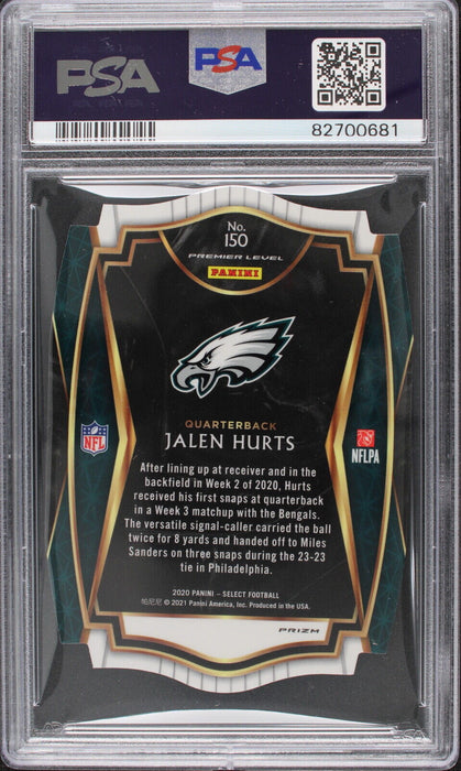 2020  Panini Select Jalen Hurts Light Blue Rookie Die-Cut #150  PSA 10