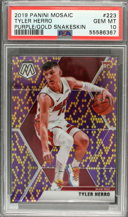 2019 Mosaic Tyler Herro Purple Gold Snakeskin /20 Rookie RC #223 GEM MINT PSA 10