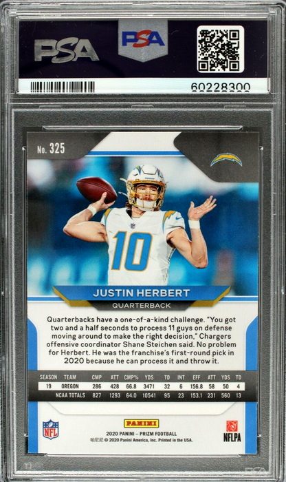 2020 Prizm Justin Herbert Rookie RC #325 PSA 9 MINT