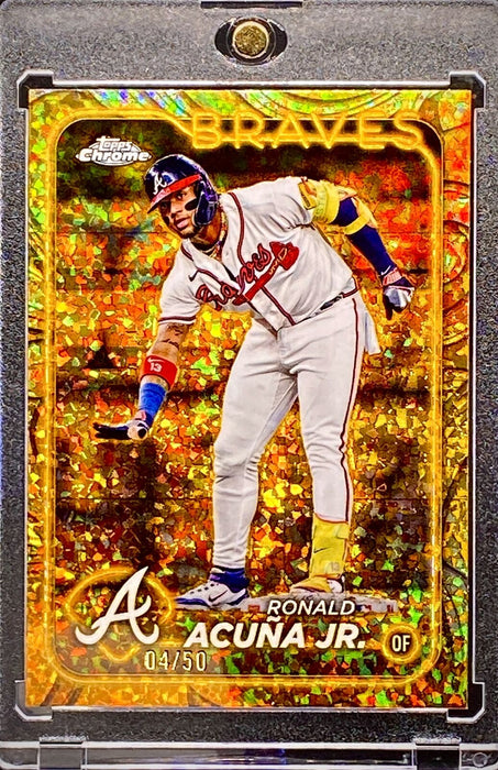 Ronald Acuna Jr. RARE #/50 Gold Diamonds Refractor Card Atlanta Braves w/HOLDER