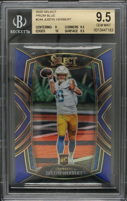 2020 Select Justin Herbert Prizm Blue /75 Rookie RC BGS 9.5