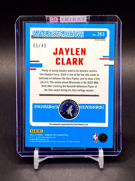 Jaylen Clark RARE #/49 ROOKIE AUTOGRAPH BLUE REFRACTOR TIMBERWOLVES w/HOLDER