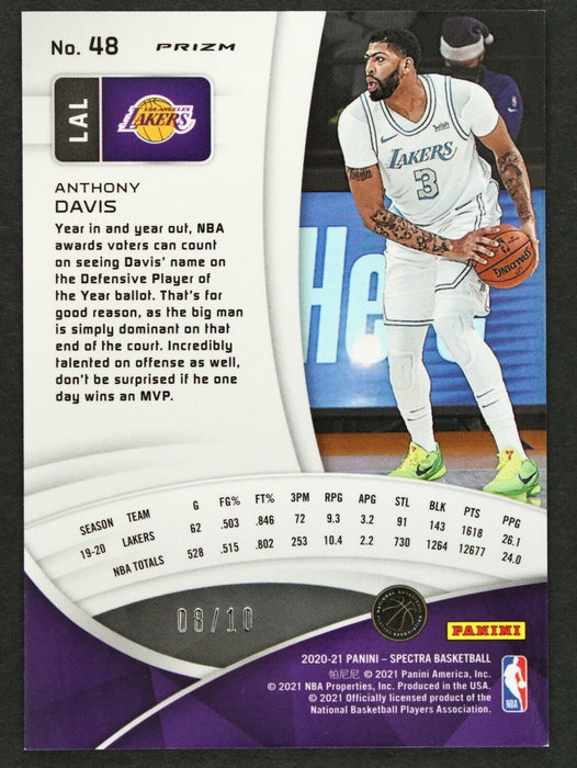 2020-21 Spectra Anthony Davis Gold Prizm #48 Lakers /10