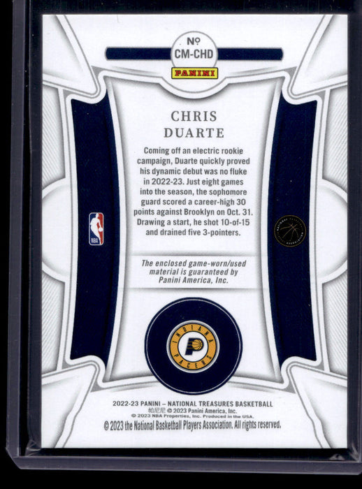 2022 National Treasures Chris Duarte Century Materials /99 #CM-CHD Rookie Pacers