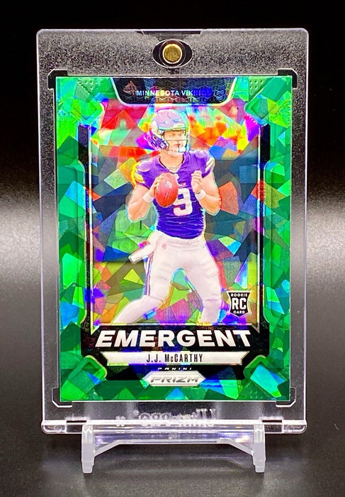 JJ McCarthy RARE GREEN ICE ROOKIE REFRACTOR INSERT CARD SP VIKINGS w/CASE