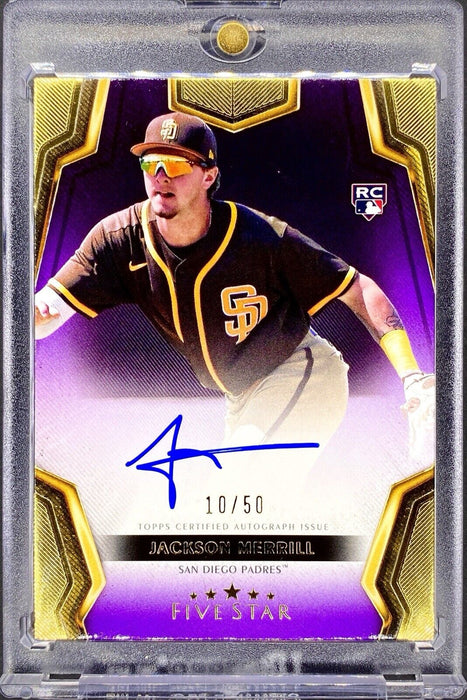 Jackson Merrill RARE #/50 ROOKIE PURPLE GOLD AUTOGRAPHED CARD SSP PADRES