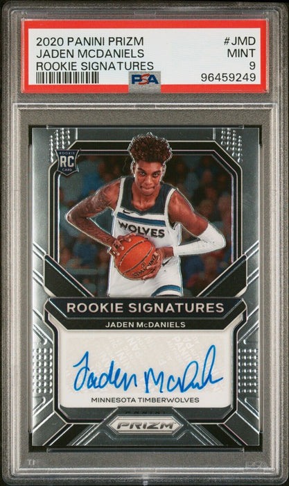 2020-21 Panini Prizm Jaden McDaniels #RS-JMD Rookie Signatures Auto RC PSA 9