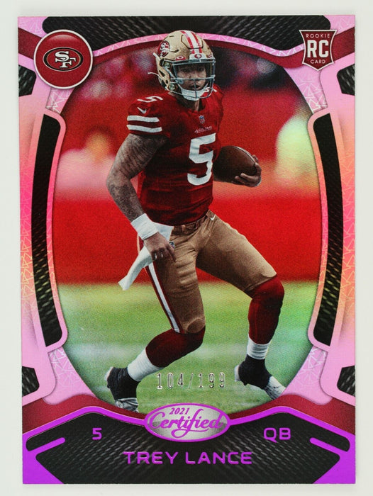 Trey Lance Rookie Card 2021 Certified Mirror Pink 49ers Jersey /199