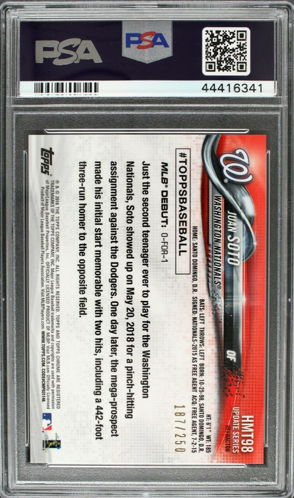 2018 Topps Chrome Juan Soto Refractor /250 #HMT98 PSA 10