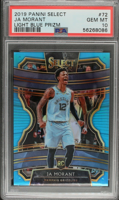 Ja Morant 2019 Select #72 Light Blue Prizm /299 Rookie RC PSA 10 Gem Mint