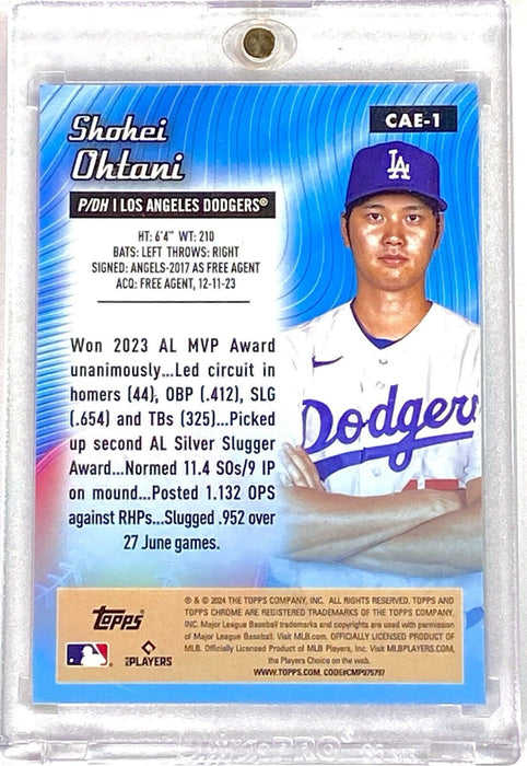 Shohei Ohtani RARE REFRACTOR CARD SP CHROME DODGERS BLUE w/CASE