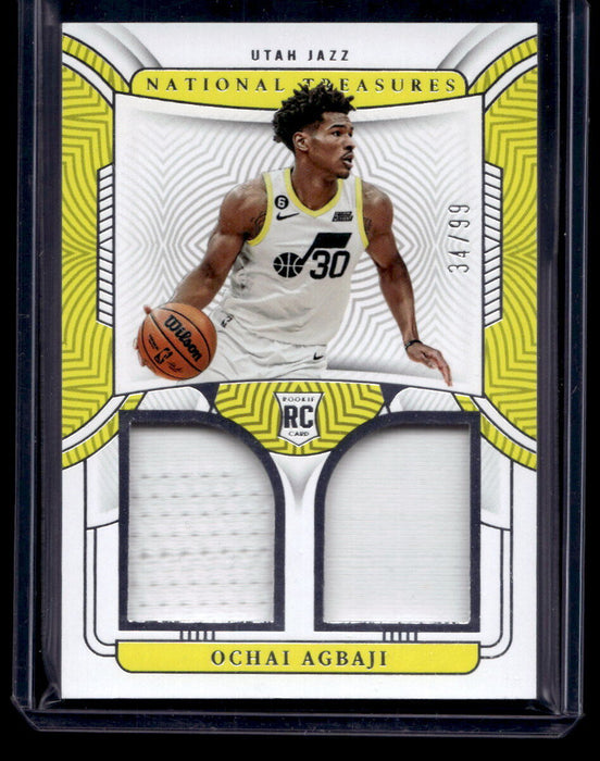 2022 National Treasures Ochai Agbaji Dual Patch /99 #RD-OUJ RC Utah Jazz NM-MT