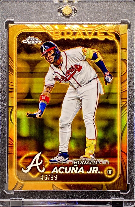 Ronald Acuna Jr. RARE #/99 Gold Refractor Card Atlanta Braves w/HOLDER