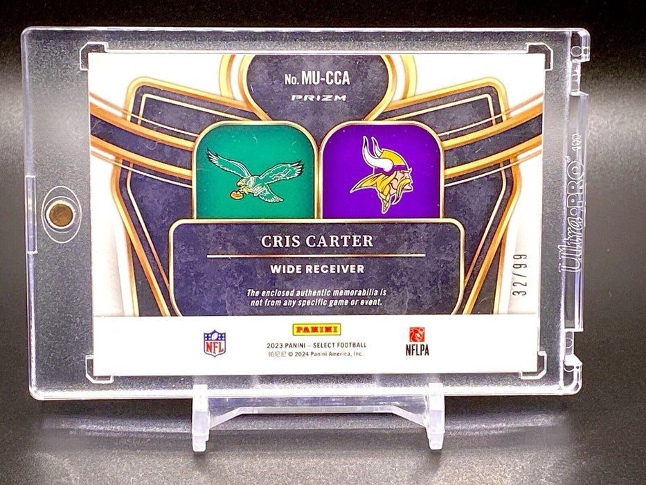 Cris Carter RARE /99 DUAL PATCH REFRACTOR INVESTMENT CARD SP VIKINGS / EAGLES