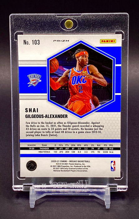 Shai Gilgeous-Alexander RED REFRACTOR CARD PANINI THUNDER w/HOLDER