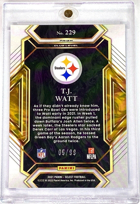 T.J. Watt RARE BLUE REFRACTOR CARD - SP #/99 STEELERS w/CASE