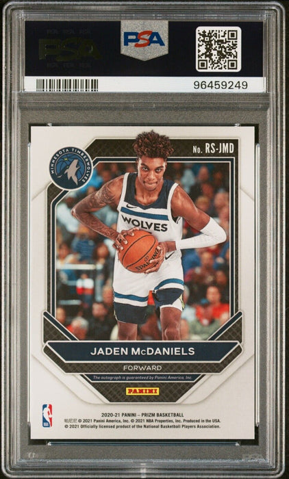 2020-21 Panini Prizm Jaden McDaniels #RS-JMD Rookie Signatures Auto RC PSA 9