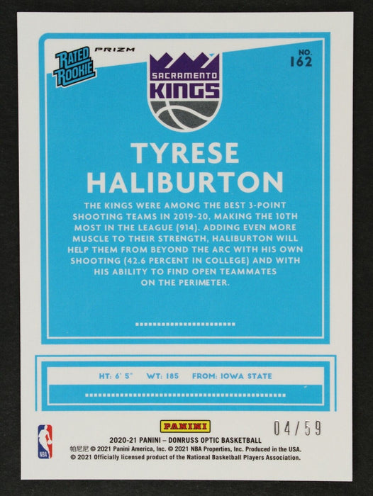 2020 Donruss Optic Tyrese Haliburton True Blue #162 Rated Rookie /59