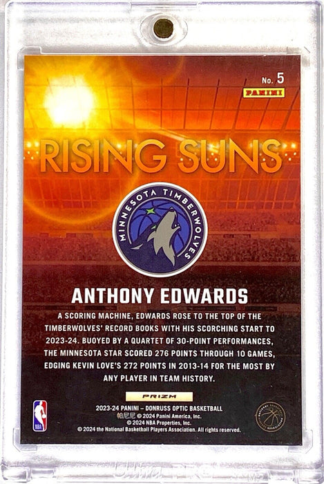 Anthony Edwards REFRACTOR CARD PANINI INSERT SP TIMBERWOLVES - INCLUDES CASE