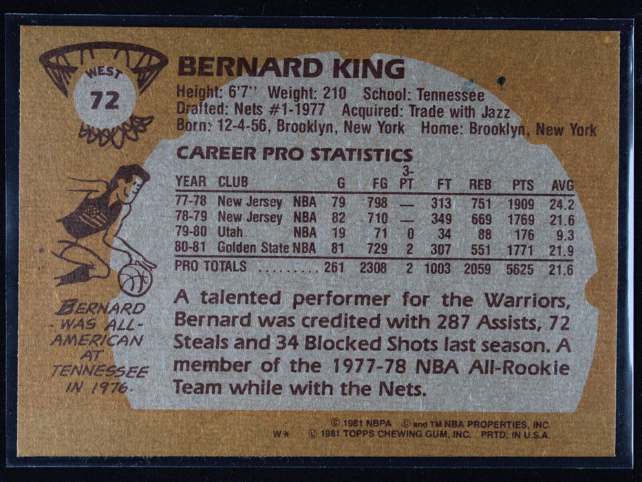 1981 Topps - Bernard King #W72  Golden State Warriors