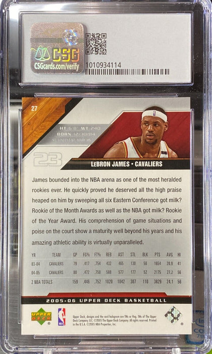 2005-06 Upper Deck #27 Lebron James CSG Mint 9