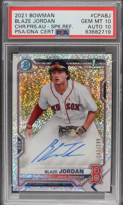 2021 Bowman Chrome Blaze Jordan Sparkle Refractor /299 PSA 10 AUTO 10