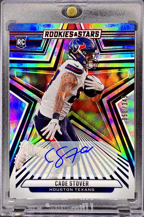 Cade Stover RARE #/349 AUTOGRAPHED ROOKIE FOIL REFRACTOR SP TEXANS w/CASE