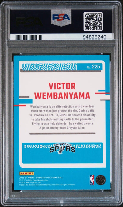 2023-24 Panini Donruss Optic Rated Rookie #225 Victor Wembanyama PSA 10 GEM RC