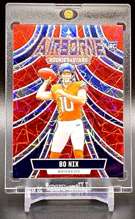 Bo Nix RARE ROOKIE RED REFRACTOR INVESTMENT CARD BRONCOS SP w/CASE