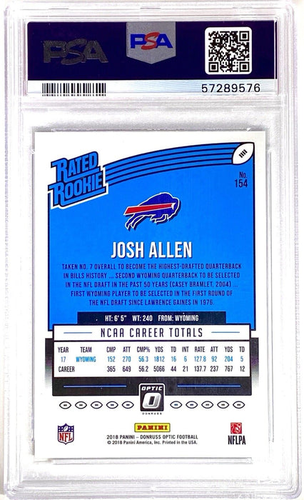 Spectacular Josh Allen ROOKIE CARD GEM MINT GRADED PSA 10 MVP BILLS