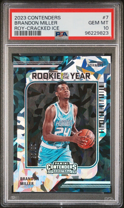 Brandon Miller 2023 Contenders #7 Rookie of the Year Cracked Ice PSA 10