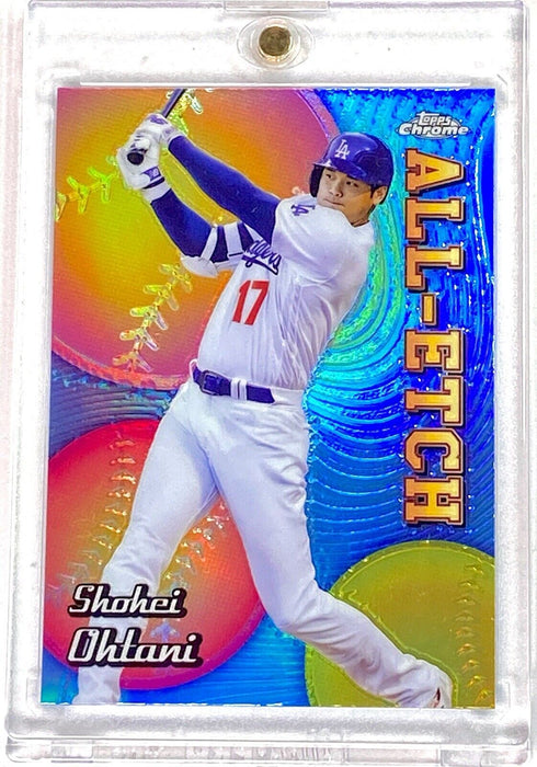 Shohei Ohtani RARE REFRACTOR CARD SP CHROME DODGERS BLUE w/CASE